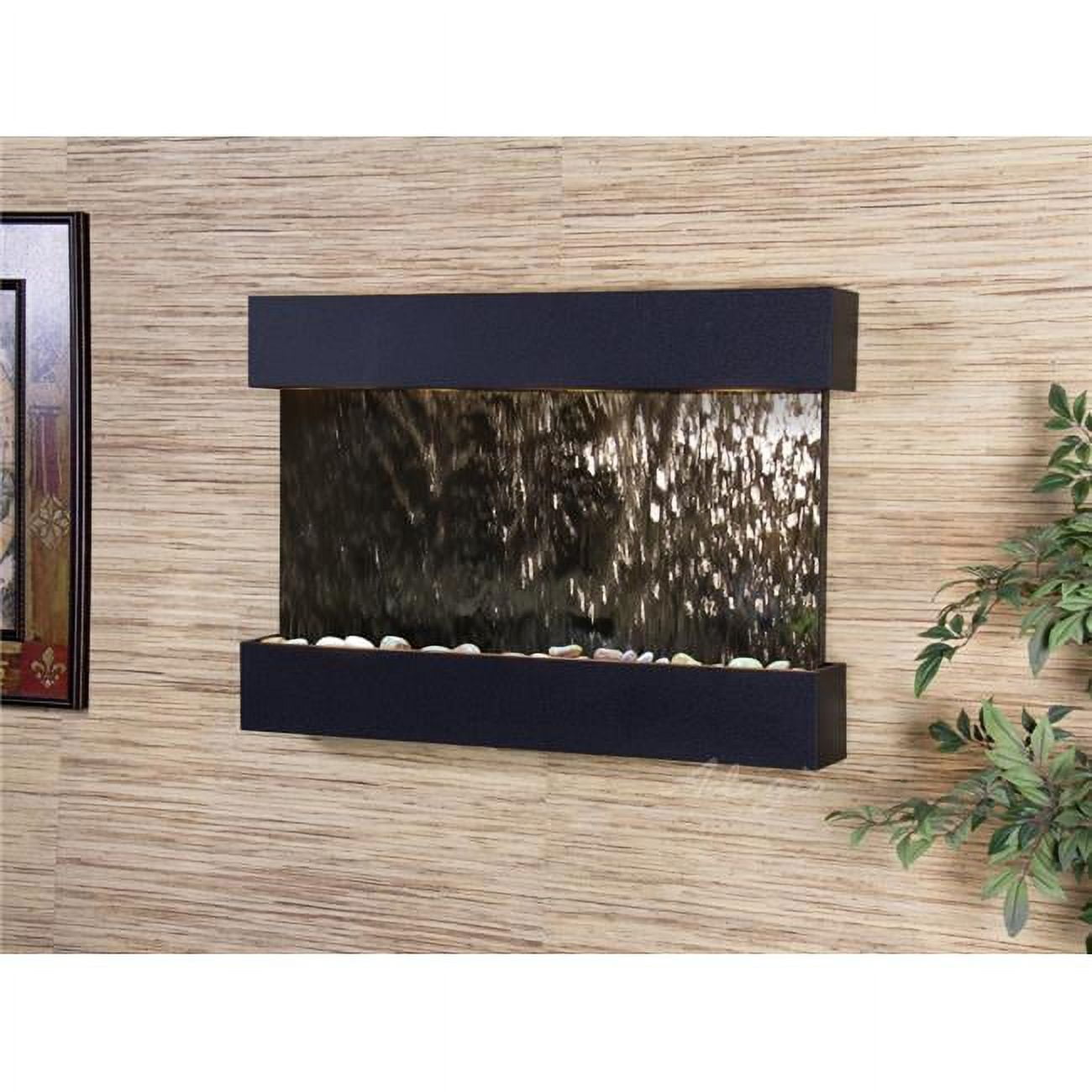 Reflection Creek Textured Black Silver Mirror Wall Fountain