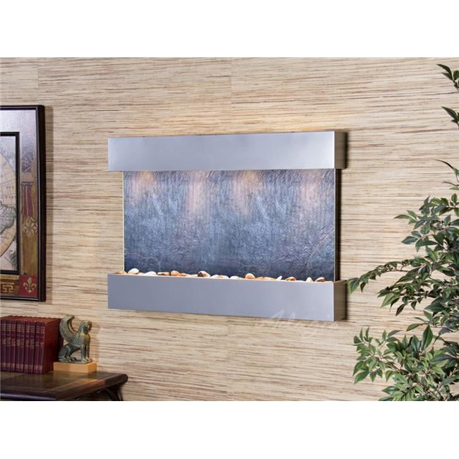 Reflection Creek Silver Metallic Black Featherstone Wall Fountain