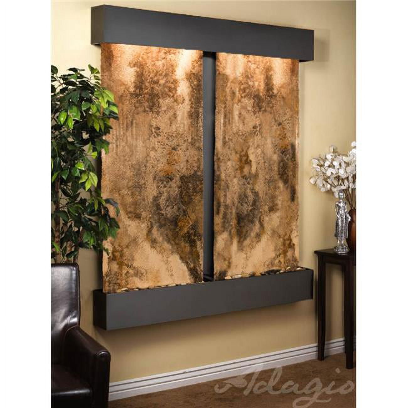 Picture of Adagio CFS1508 Cottonwood Falls Square Blackened Copper Magnifico Travertine Wall Fountain