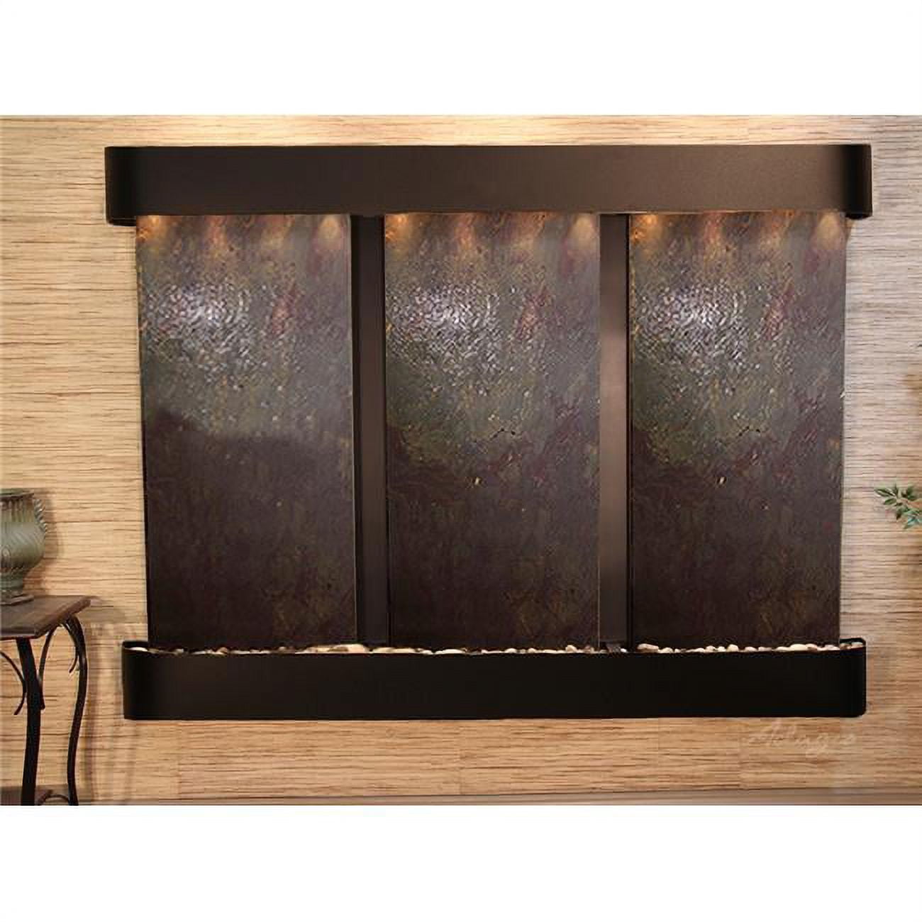 Deep Creek Falls Round Blackened Copper Multicolor Featherstone Wall Fountain