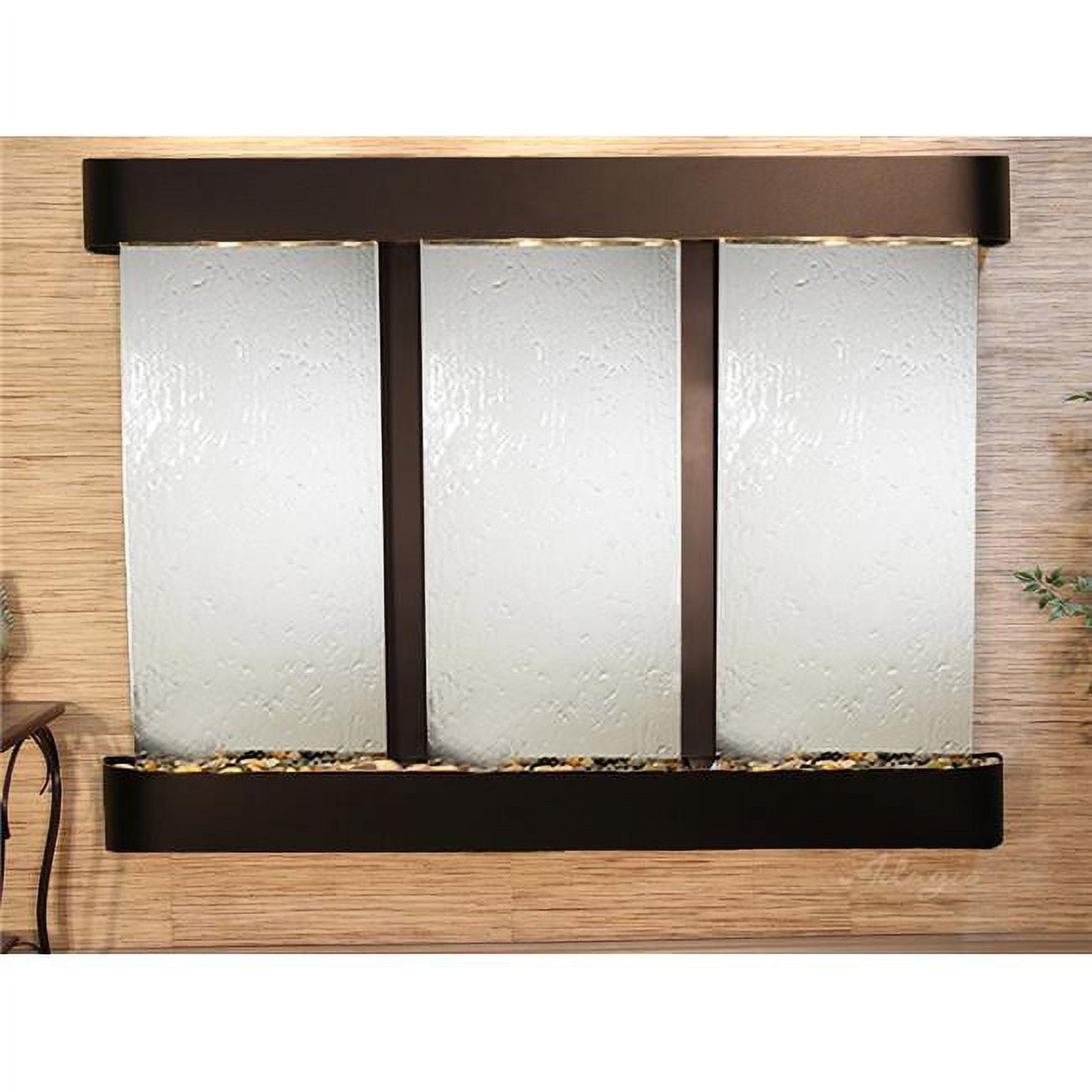Deep Creek Falls Round Blackened Copper Silver Mirror Wall Fountain