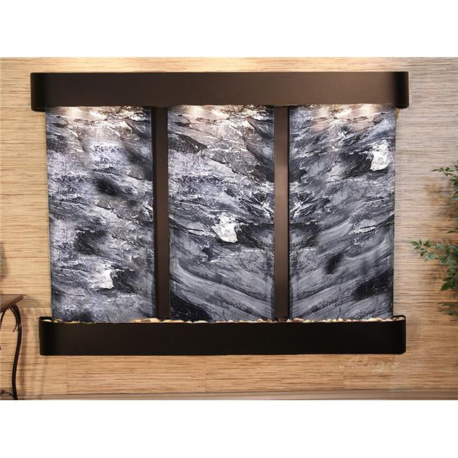 Deep Creek Falls Round Blackened Copper Black Spider Marble Wall Fountain