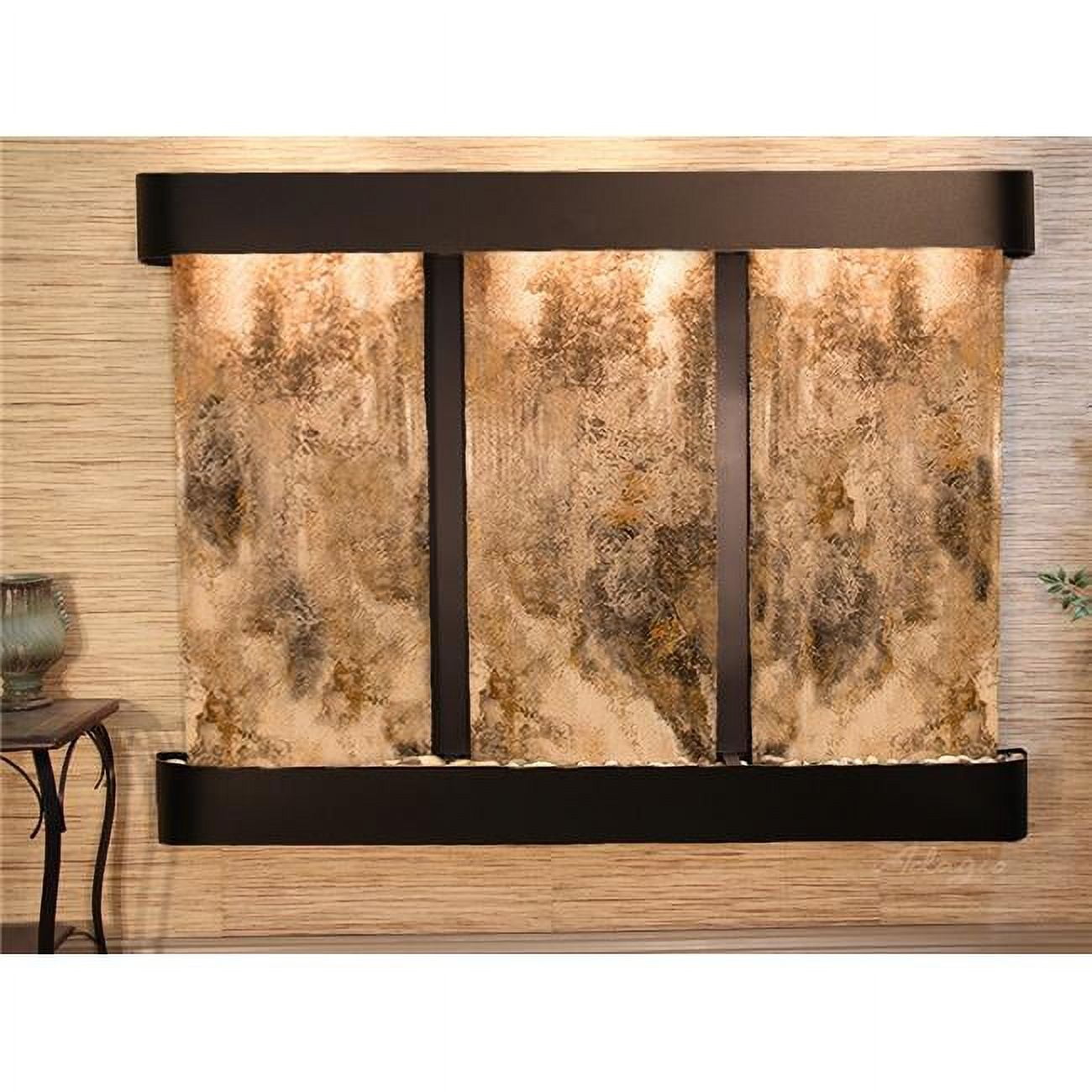 Deep Creek Falls Round Blackened Copper Magnifico Travertine Wall Fountain