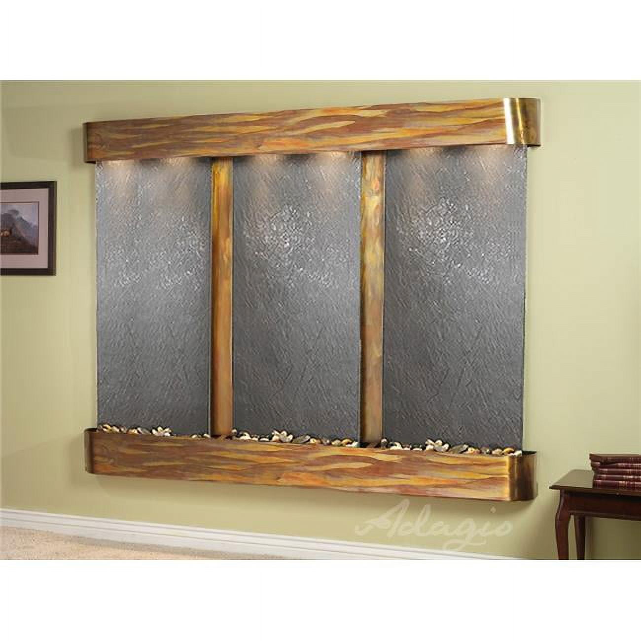 Deep Creek Falls Round Rustic Copper Black Featherstone Wall Fountain