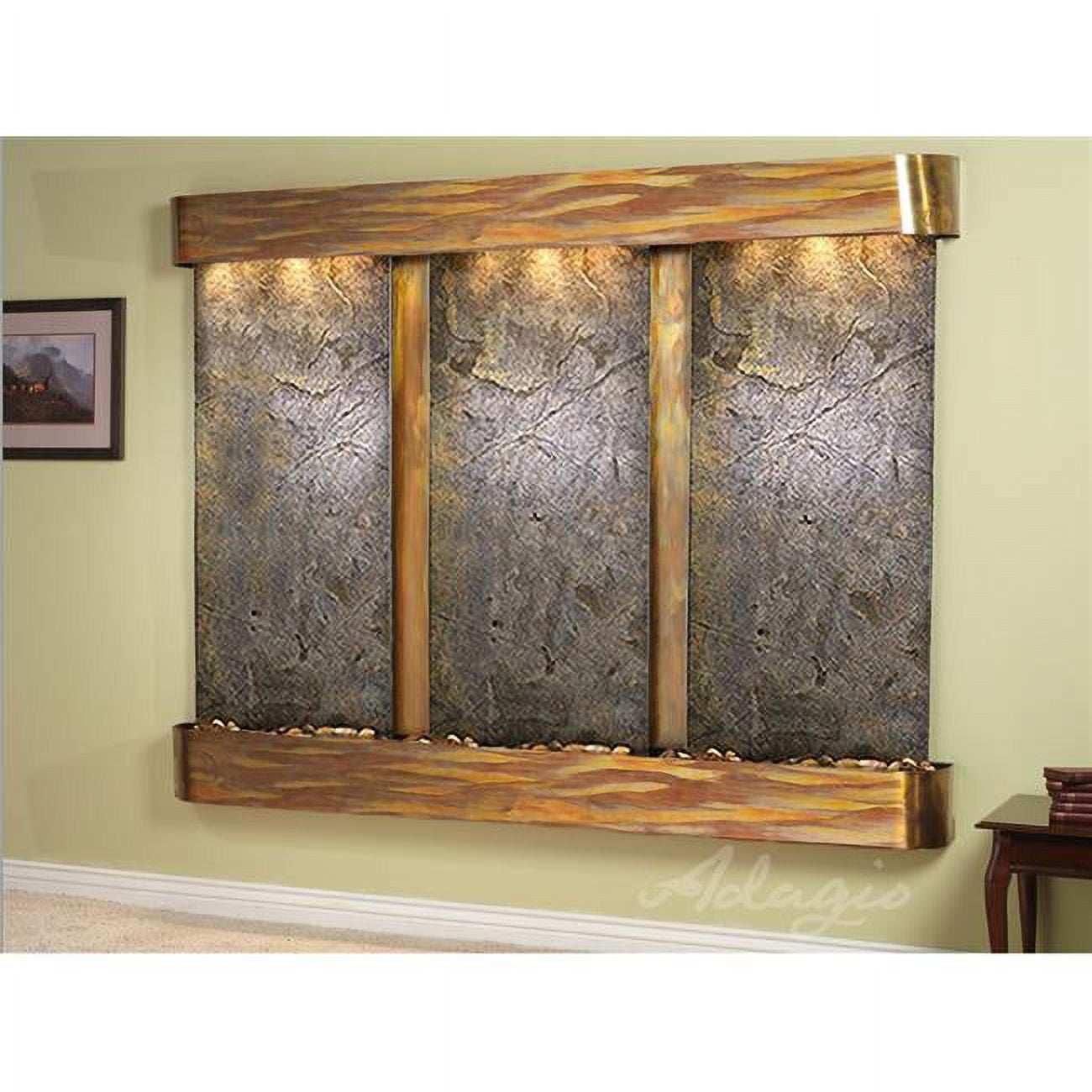 Deep Creek Falls Round Rustic Copper Green Featherstone Wall Fountain