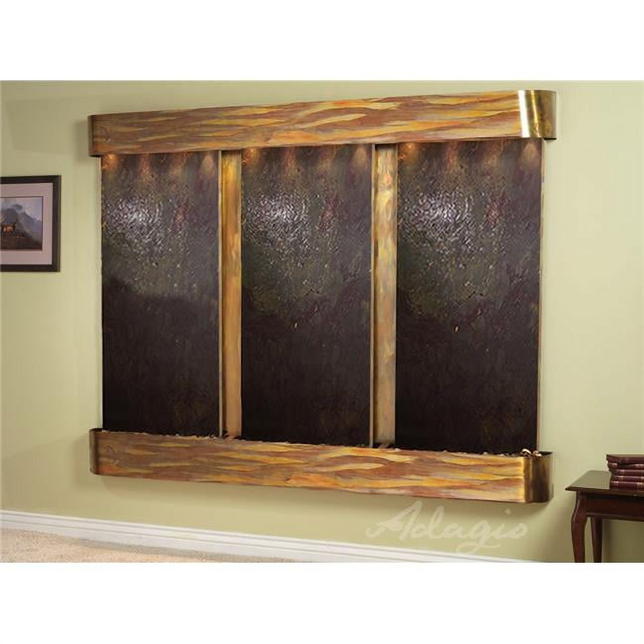 Deep Creek Falls Round Rustic Copper Multicolor Featherstone Wall Fountain