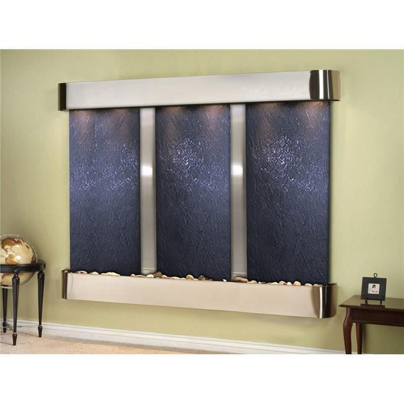 Deep Creek Falls Round Stainless Steel Black Featherstone Wall Fountain