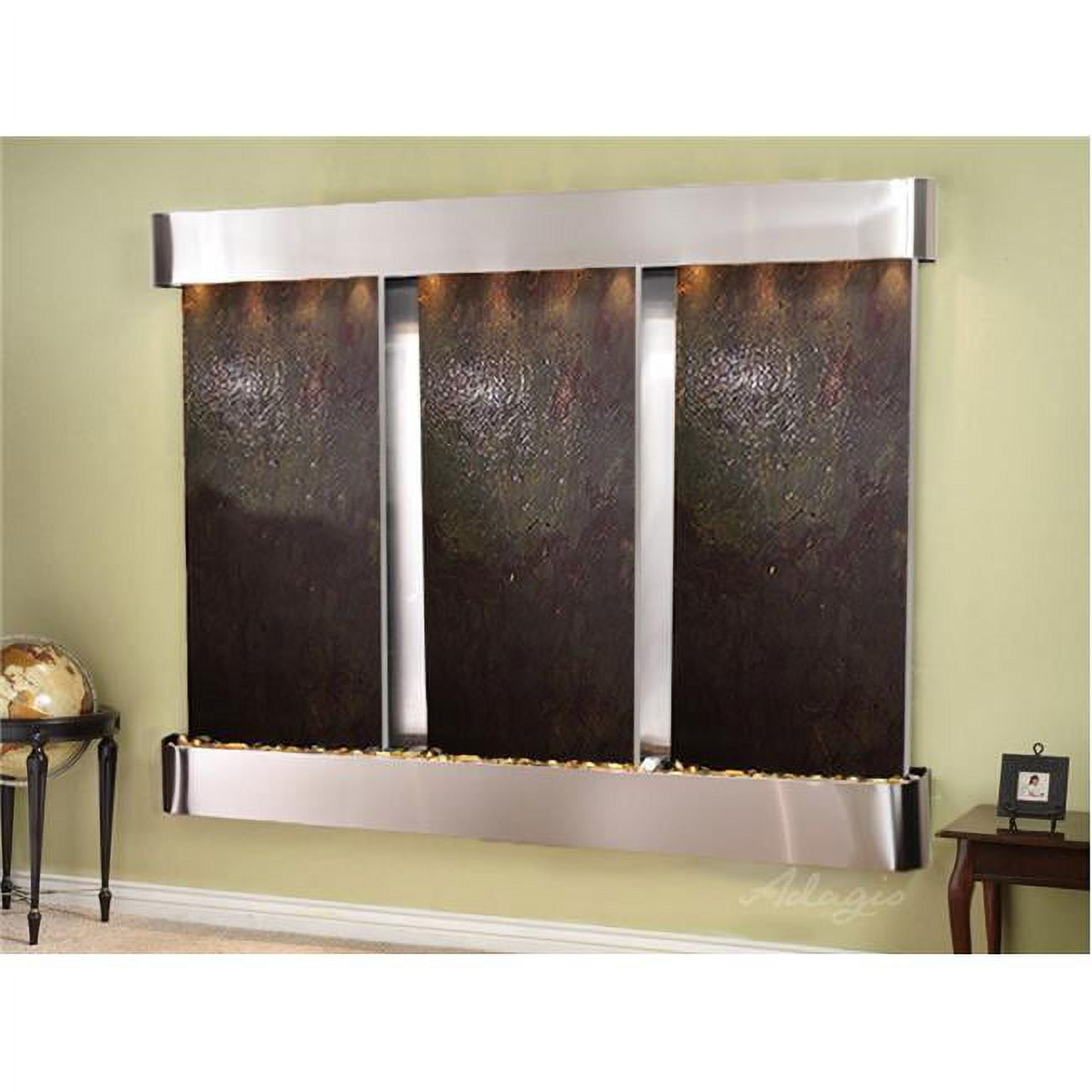 Deep Creek Falls Round Stainless Steel Multicolor Featherstone Wall Fountain