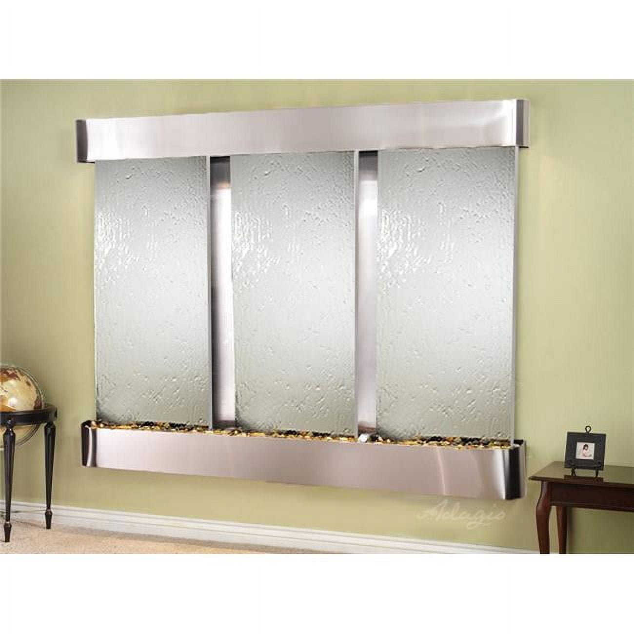 Deep Creek Falls Round Stainless Steel Silver Mirror Wall Fountain