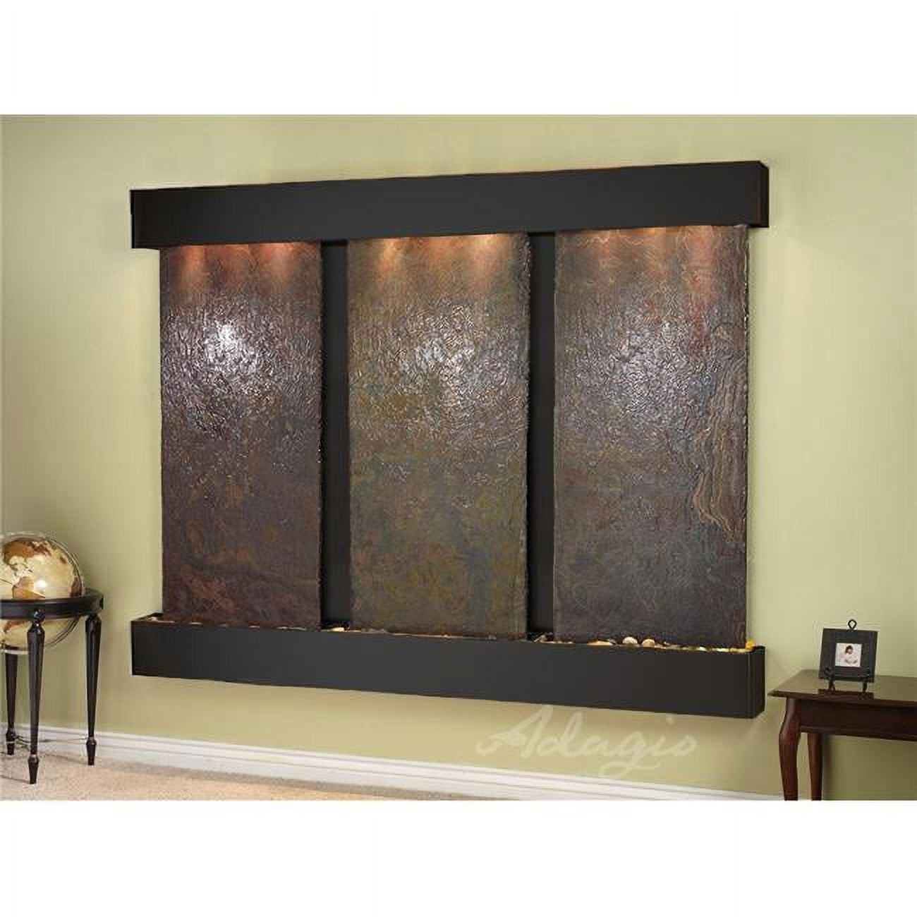 Deep Creek Falls Square Blackened Copper Multicolor Natural Slate Wall Fountain
