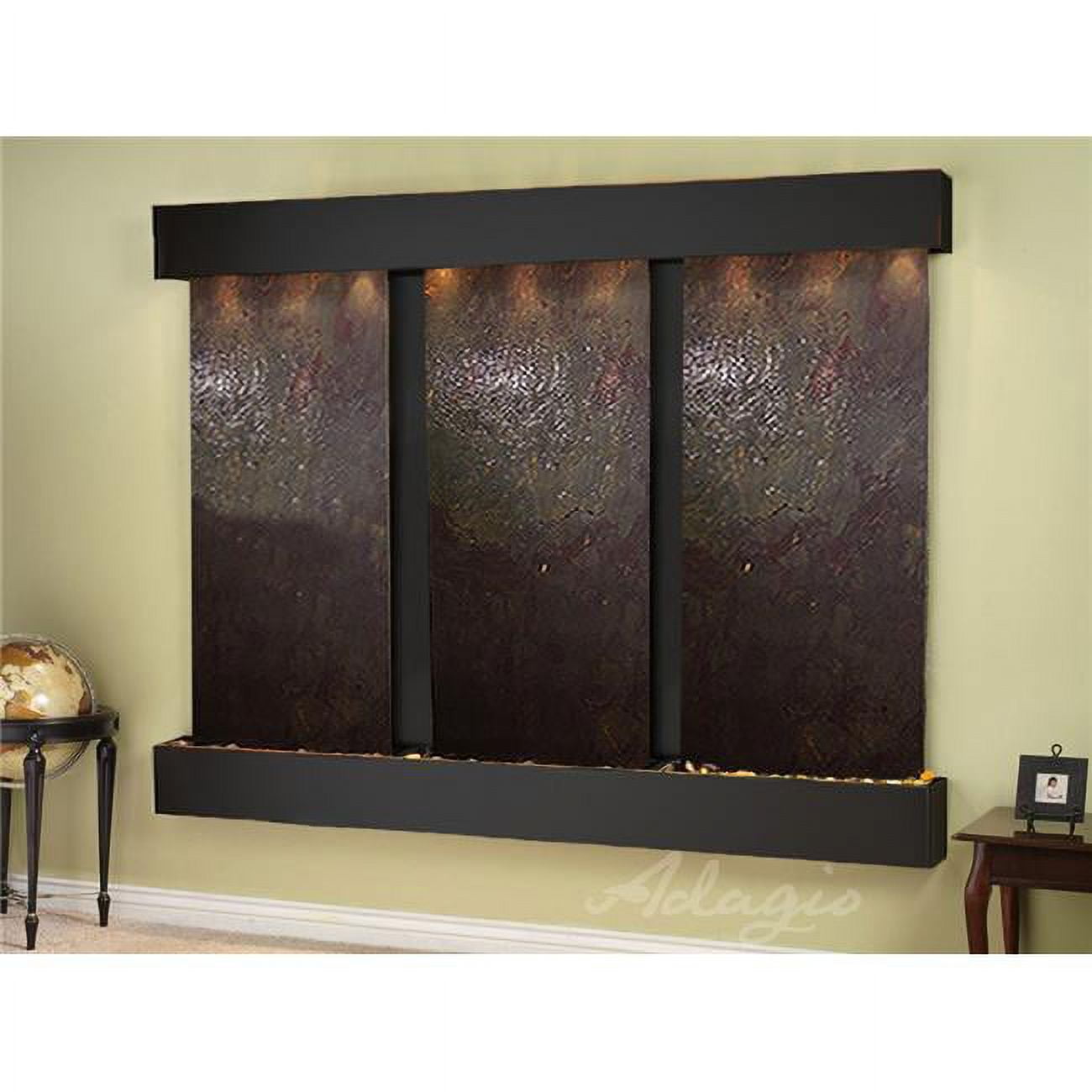 DCS1514 Deep Creek Falls Square Blackened Copper Multicolor Featherstone Wall Fountain