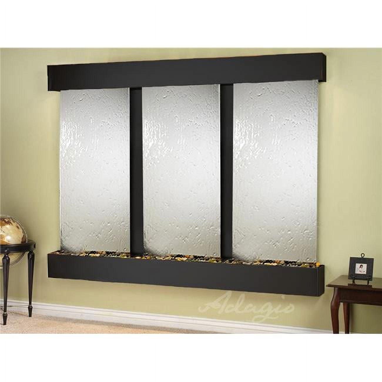 Deep Creek Falls Square Blackened Copper Silver Mirror Wall Fountain