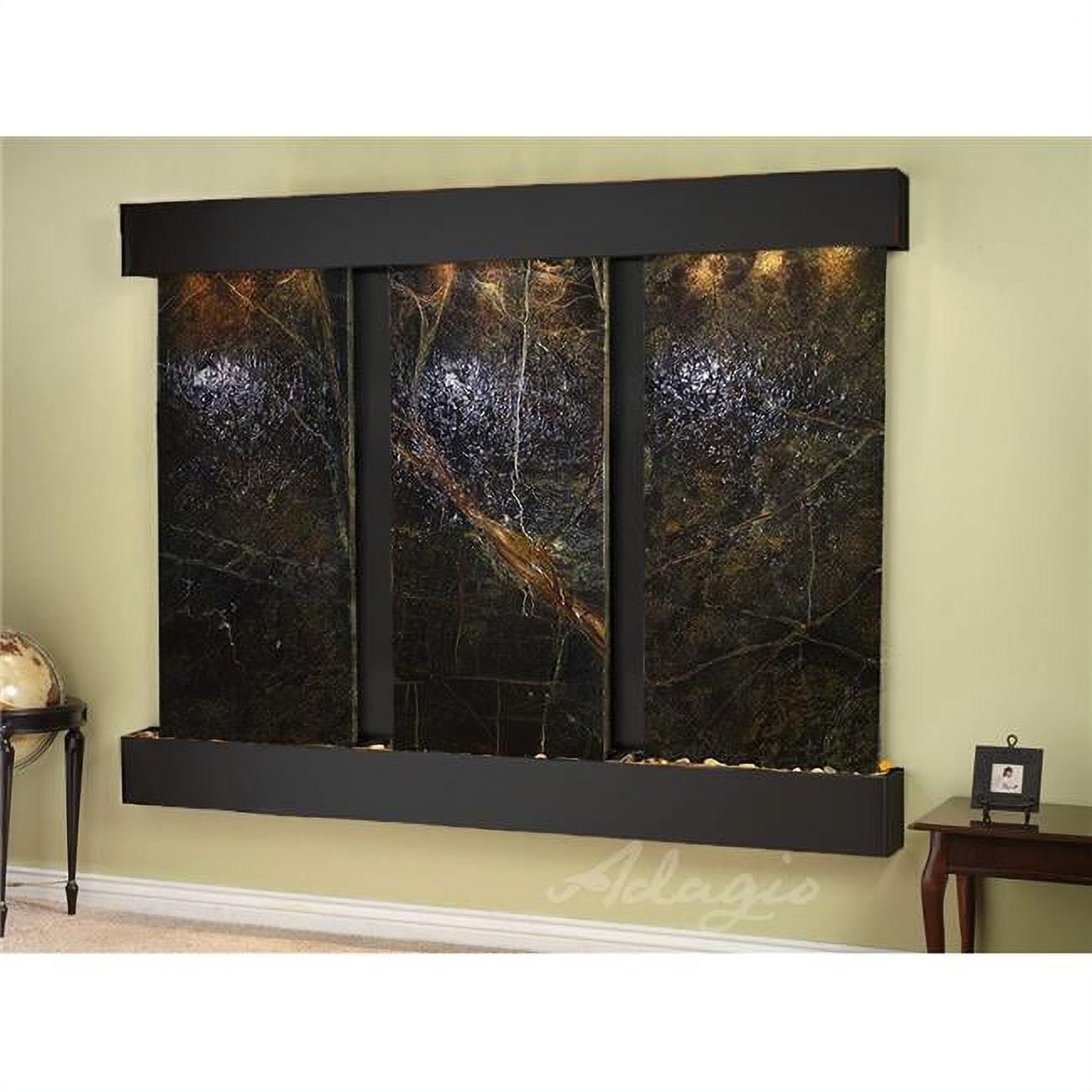 DCS1505 Deep Creek Falls Square Blackened Copper Green Marble Wall Fountain