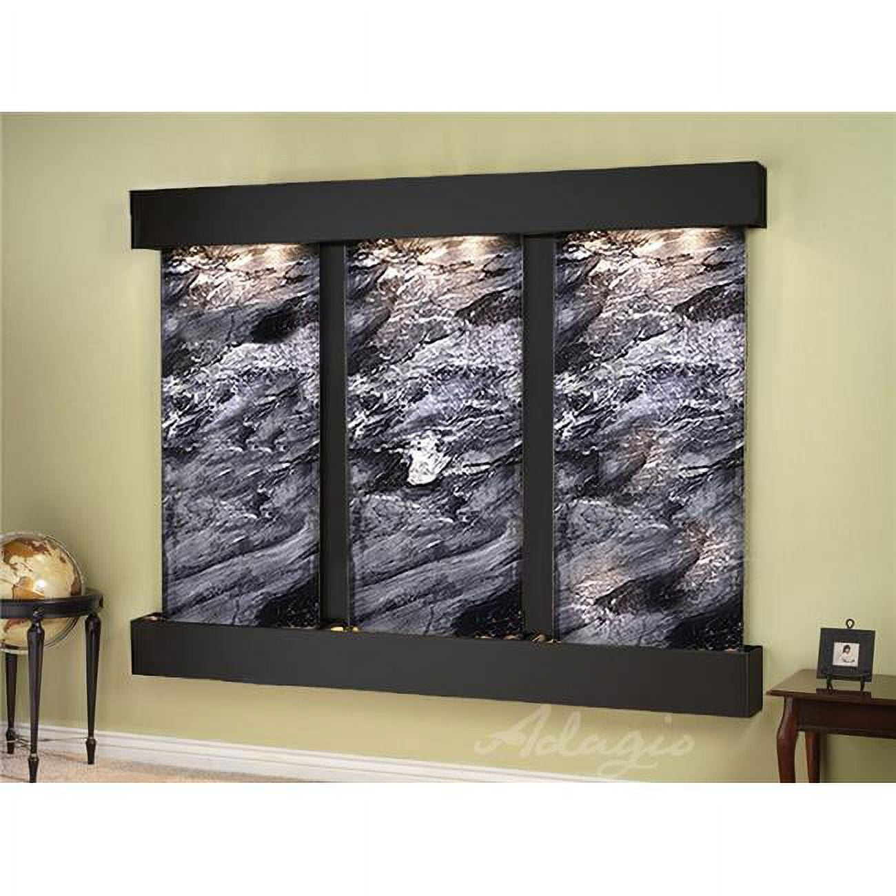 Deep Creek Falls Square Blackened Copper Black Spider Marble Wall Fountain