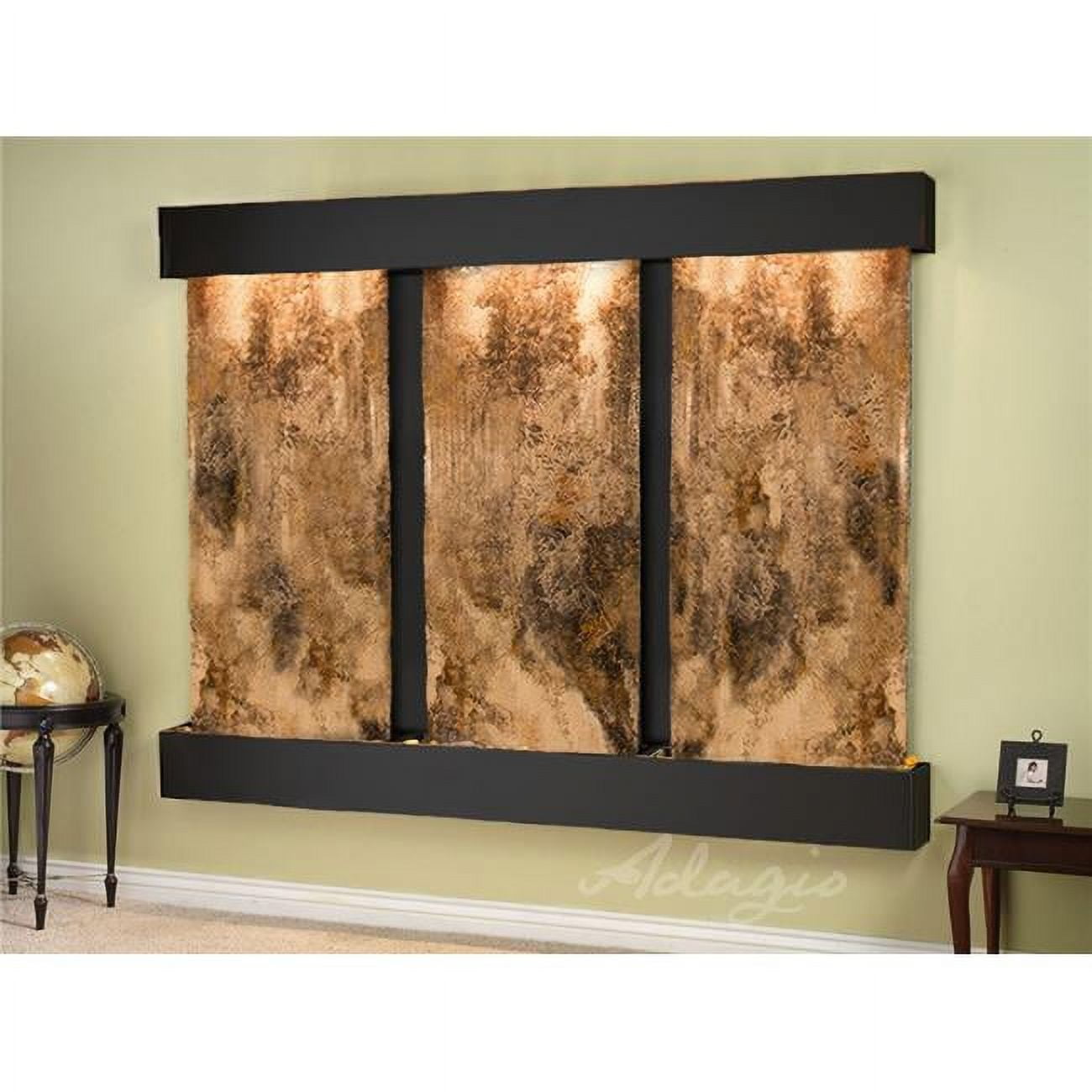 Deep Creek Falls Square Blackened Copper Magnifico Travertine Wall Fountain