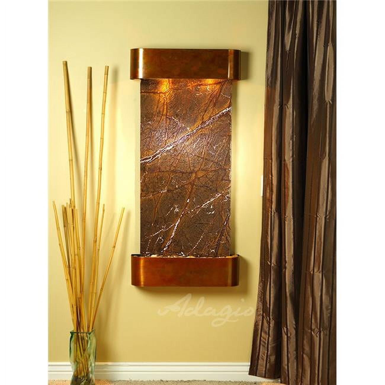 Cascade Springs Round Rustic Copper Brown Marble Wall Fountain