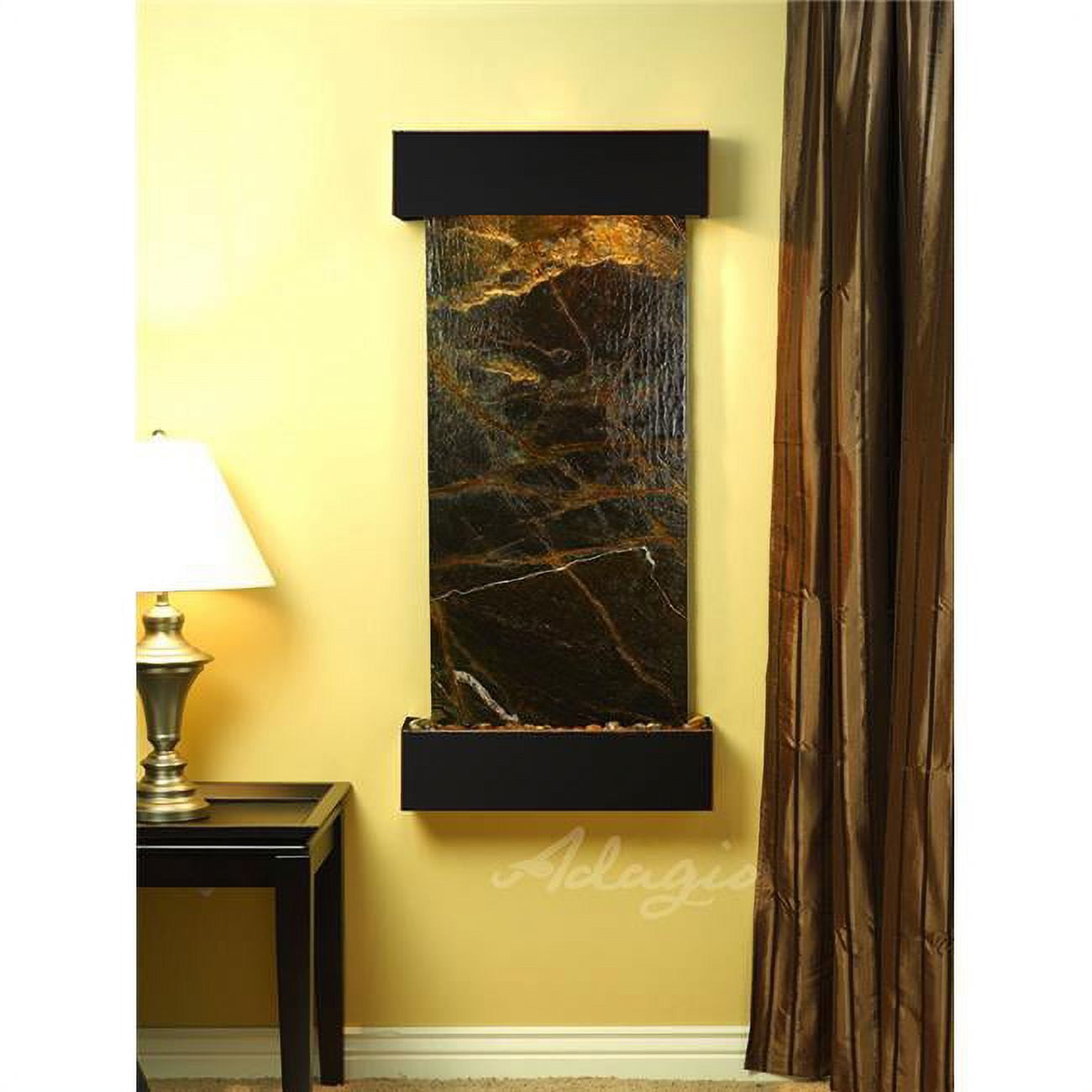 Cascade Springs Square Blackened Copper Green Marble Wall Fountain