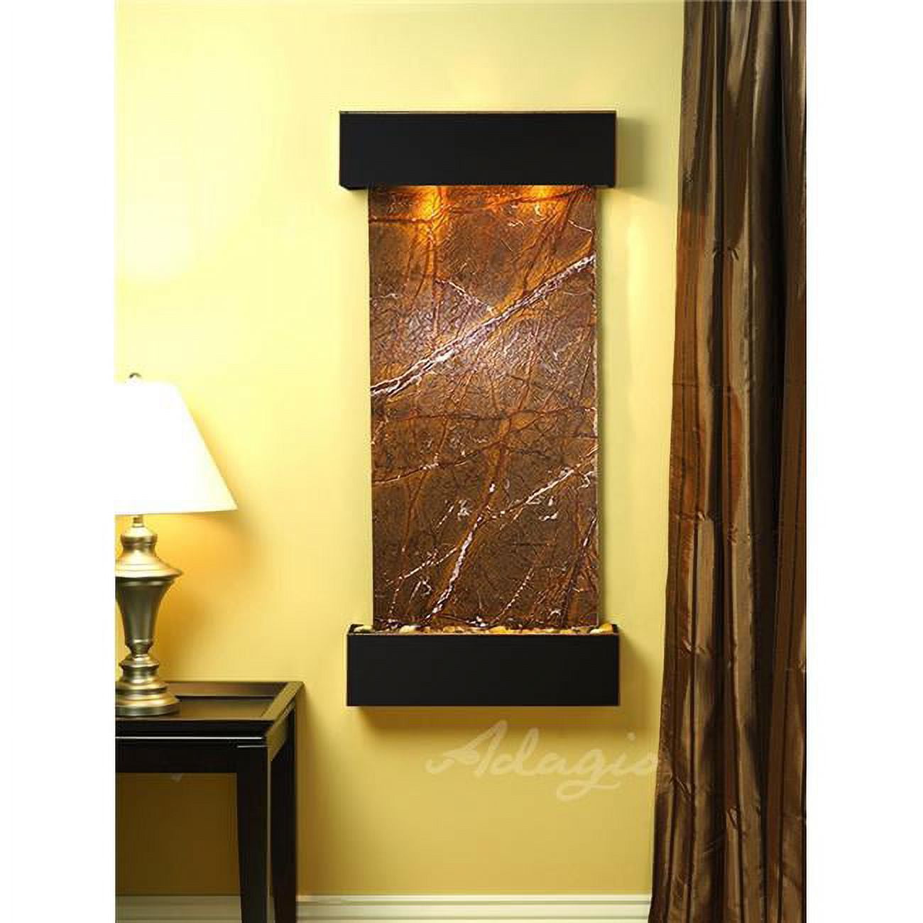 CSS1506 Cascade Springs Square Blackened Copper Brown Marble Wall Fountain