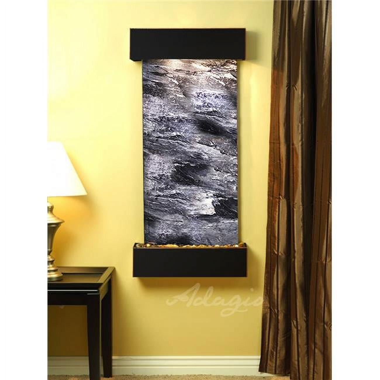Cascade Springs Square Blackened Copper Black Spider Marble Wall Fountain - Black