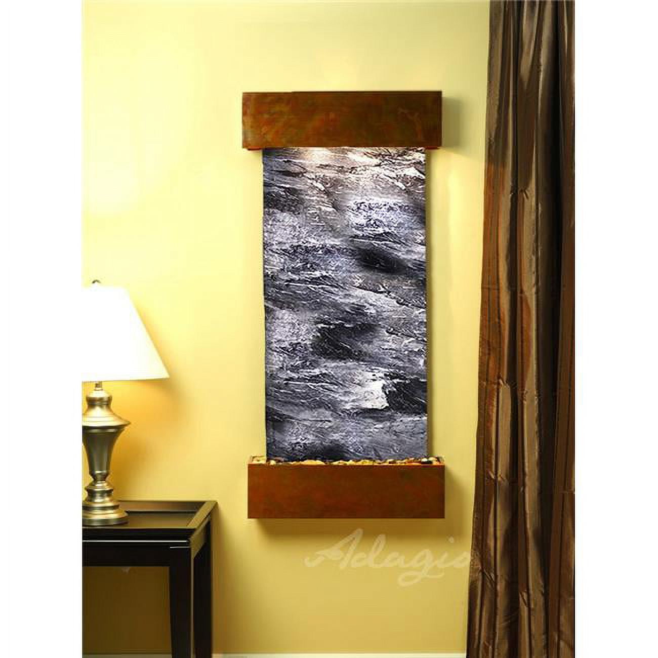 CSS1007 Cascade Springs Square Rustic Copper Black Spider Marble Wall Fountain