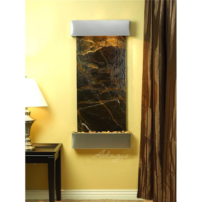 CSS2005 Cascade Springs Square Stainless Steel Green Marble Wall Fountain