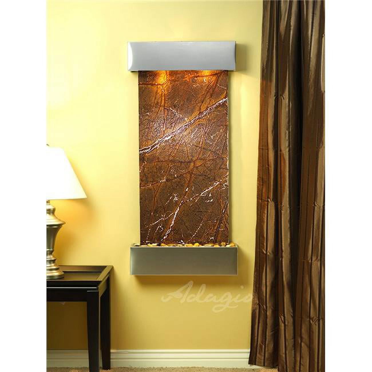 CSS2006 Cascade Springs Square Stainless Steel Brown Marble Wall Fountain