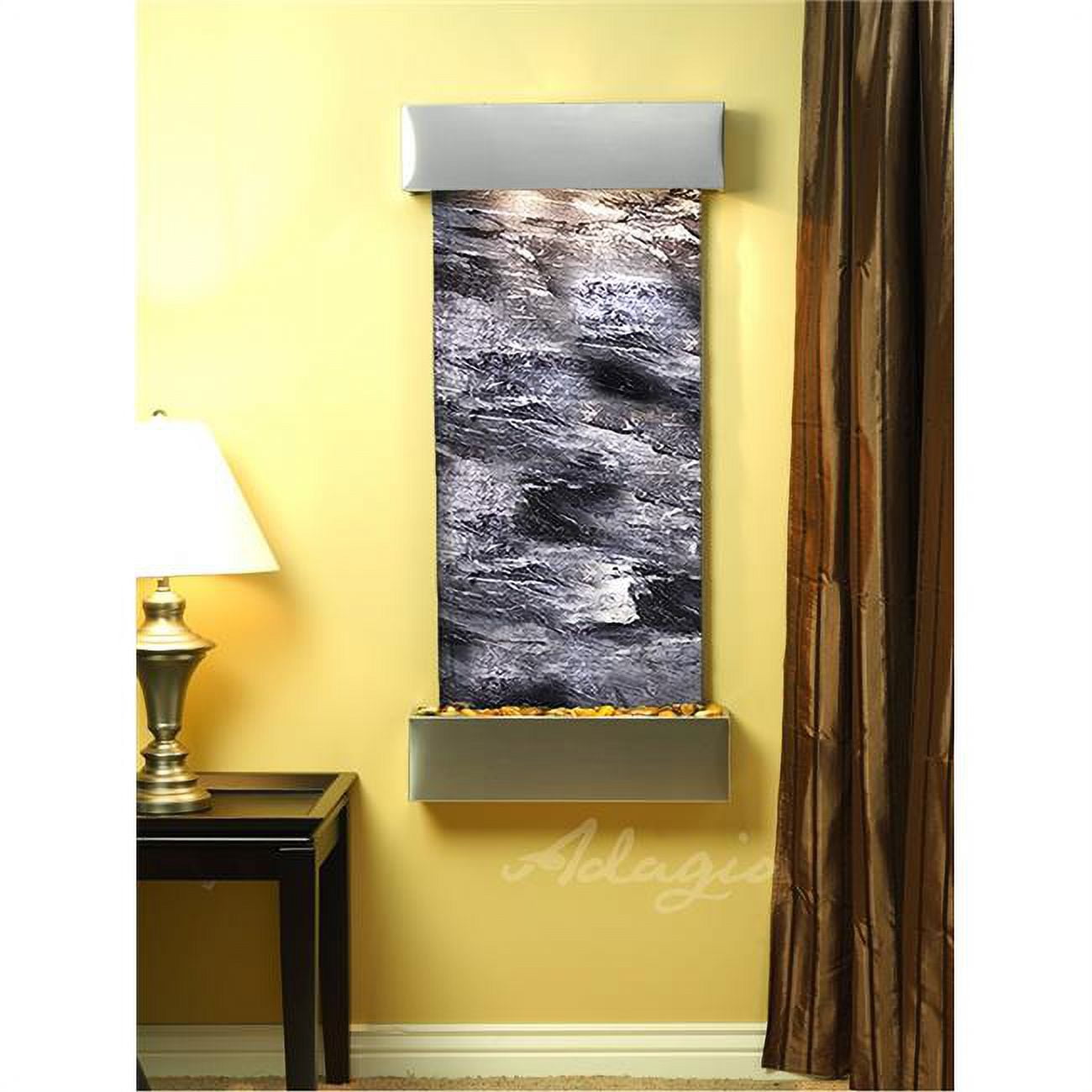 CSS2007 Cascade Springs Square Stainless Steel Black Spider Marble Wall Fountain