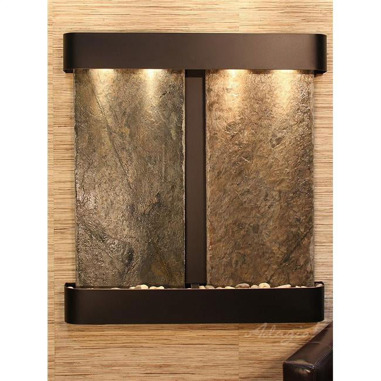 Picture of Adagio AFR1502 Aspen Falls Round Blackened Copper Green Natural Slate Wall Fountain