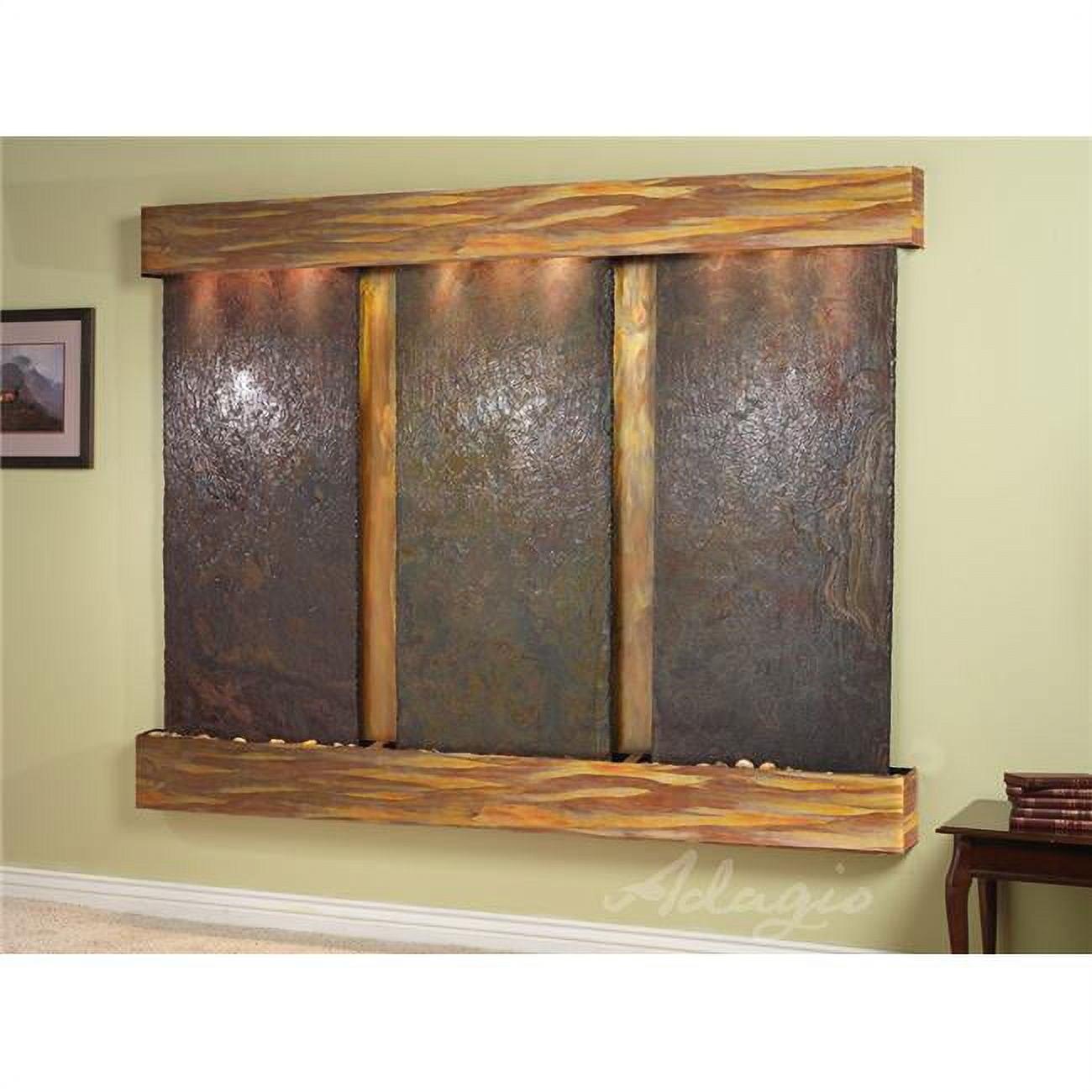 Deep Creek Falls Square Rustic Copper Multicolor Natural Slate Wall Fountain