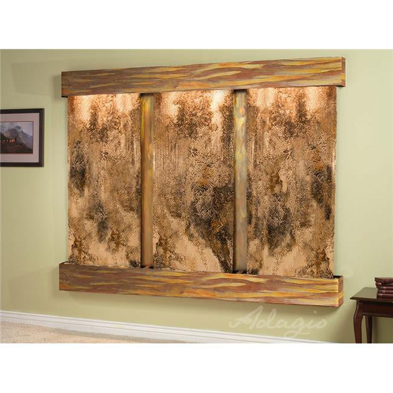Deep Creek Falls Square Rustic Copper Magnifico Travertine Wall Fountain