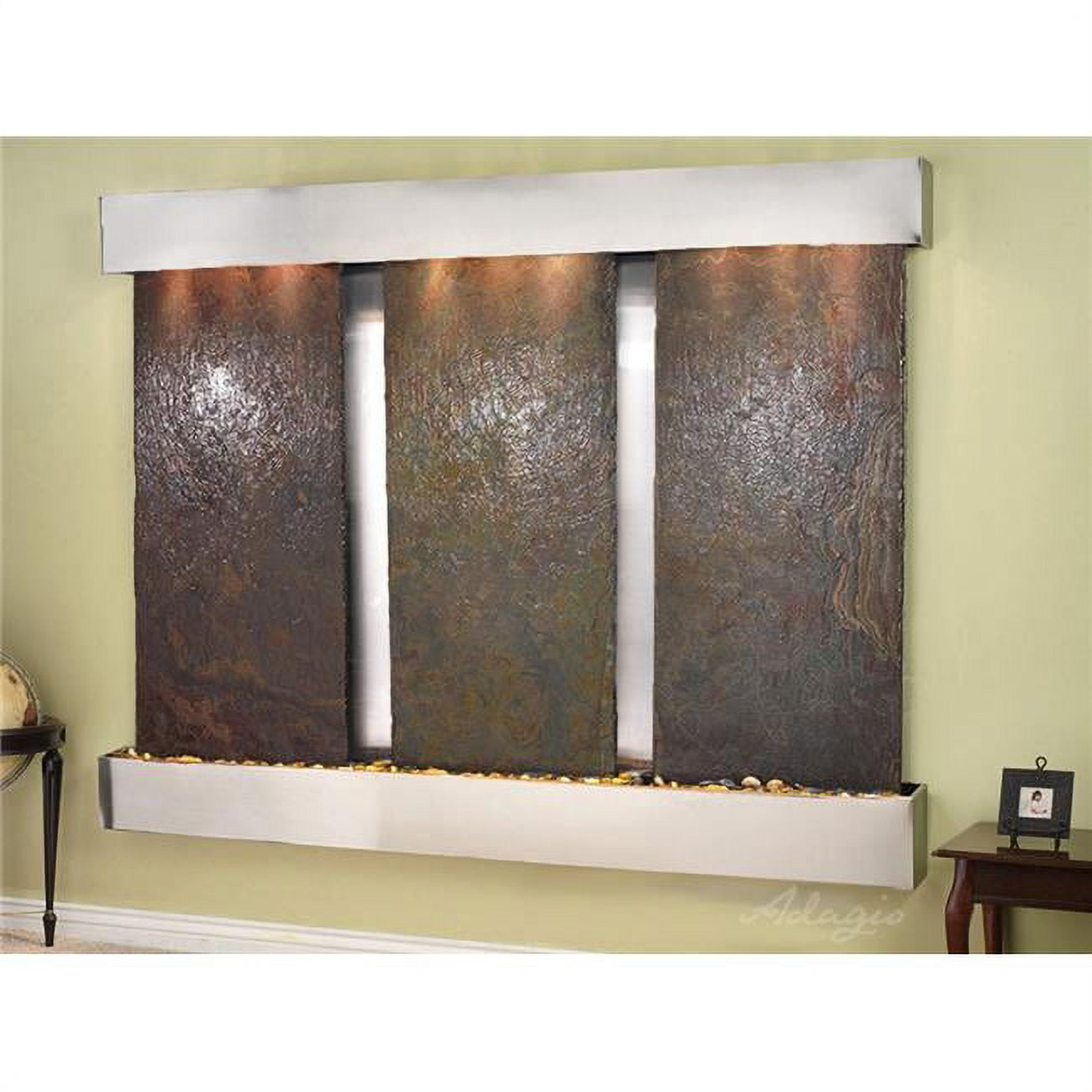 DCS2004 Deep Creek Falls Square Stainless Steel Multicolor Natural Slate Wall Fountain