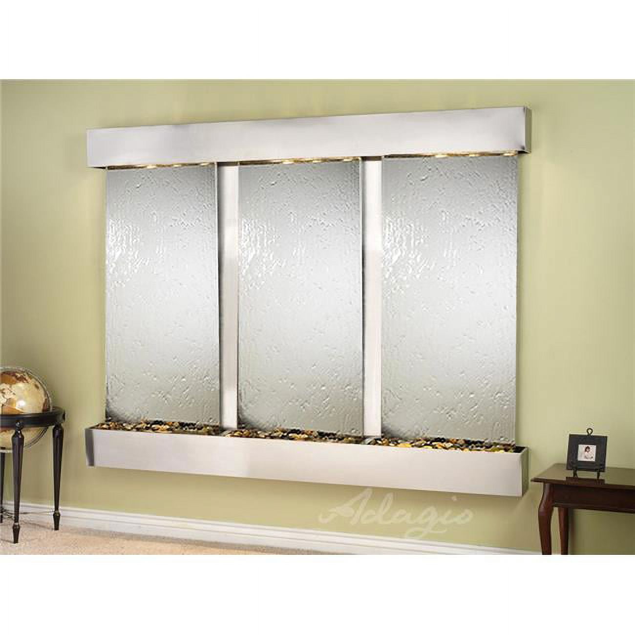 Deep Creek Falls Square Stainless Steel Silver Mirror Wall Fountain