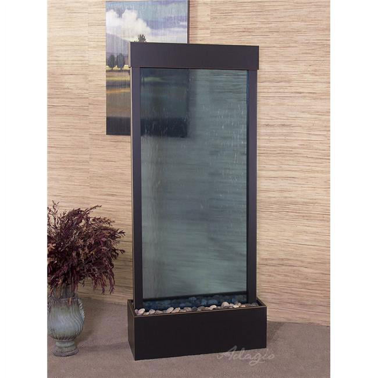 Harmony River Center Mount Blackened Copper Blue Glass Wall Fountain