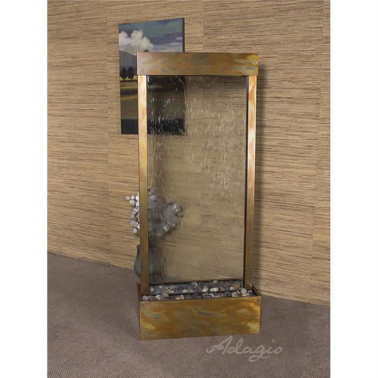 Harmony River Center Mount Rustic Copper Clear Glass Wall Fountain