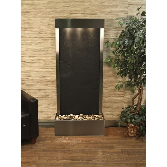 Harmony River Flush Mount Stainless Steel Black Featherstone Wall Fountain