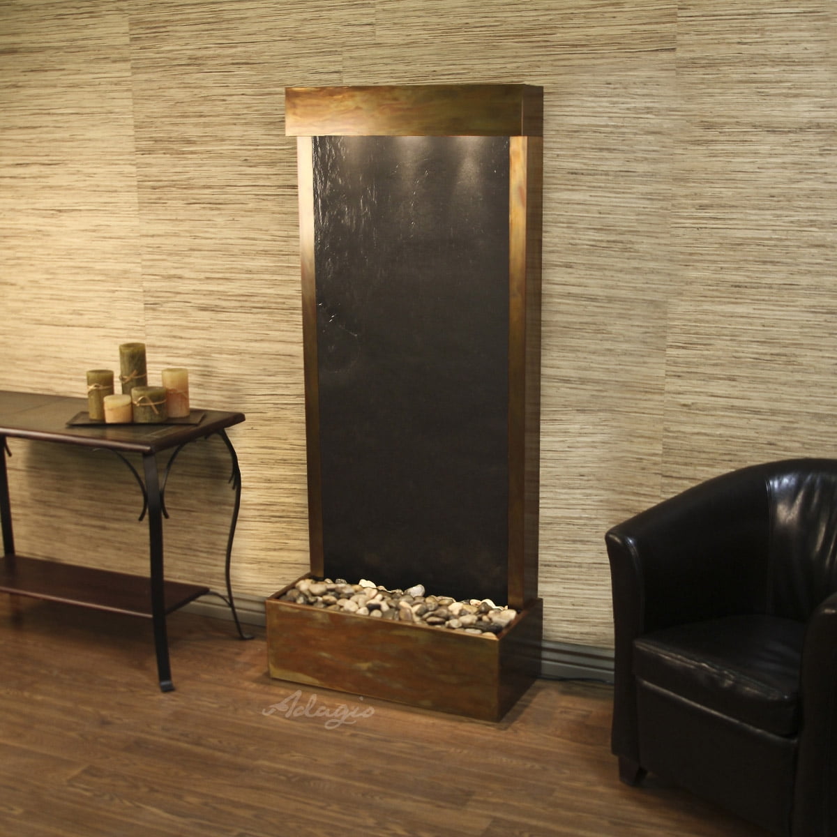 Harmony River Flush Mount Rustic Copper Black Featherstone Wall Fountain