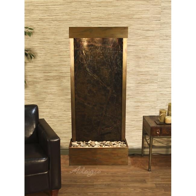 Harmony River Flush Mount Rustic Copper Green Marble Wall Fountain