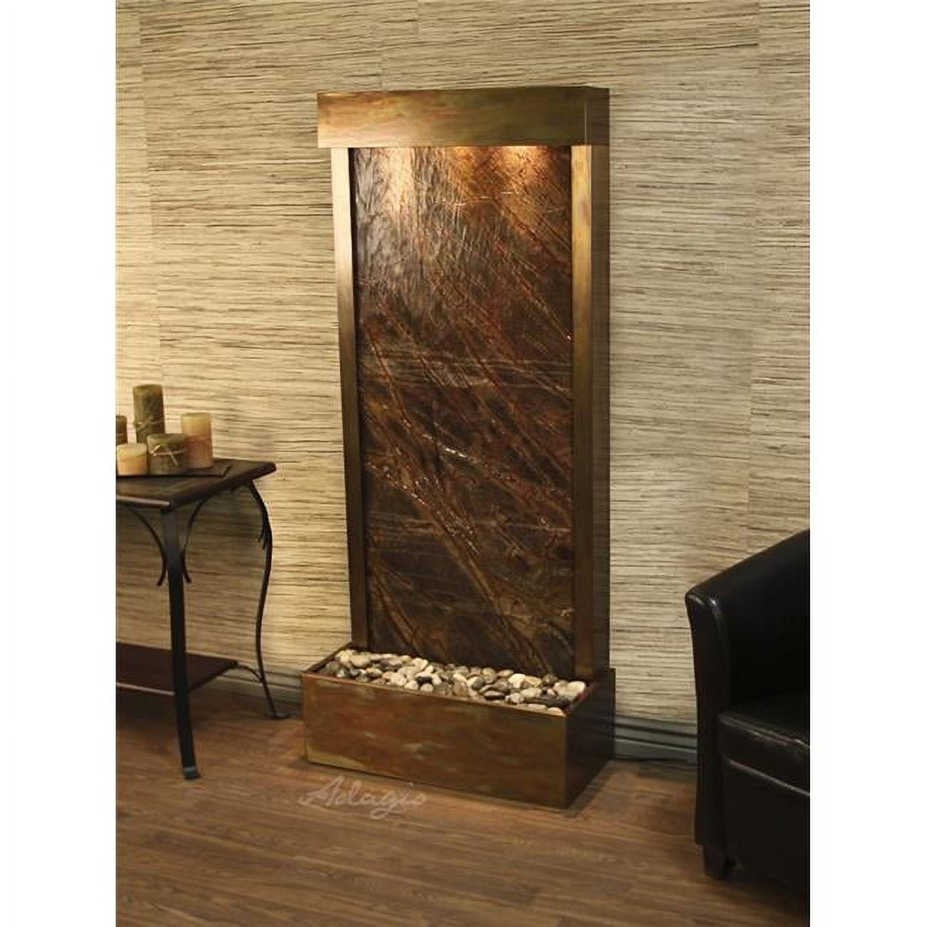 HRF1006 Harmony River Flush Mount Rustic Copper Brown Marble Wall Fountain