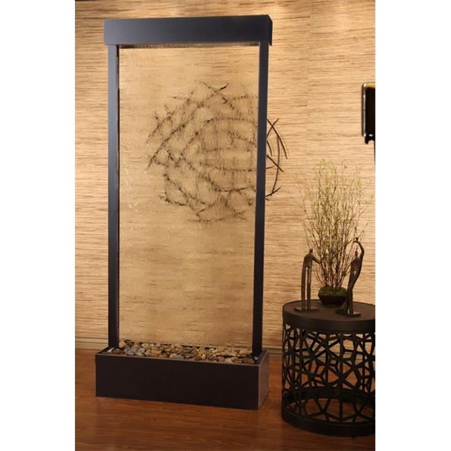Tranquil River Center Mount Blackened Copper Clear Glass Wall Fountain
