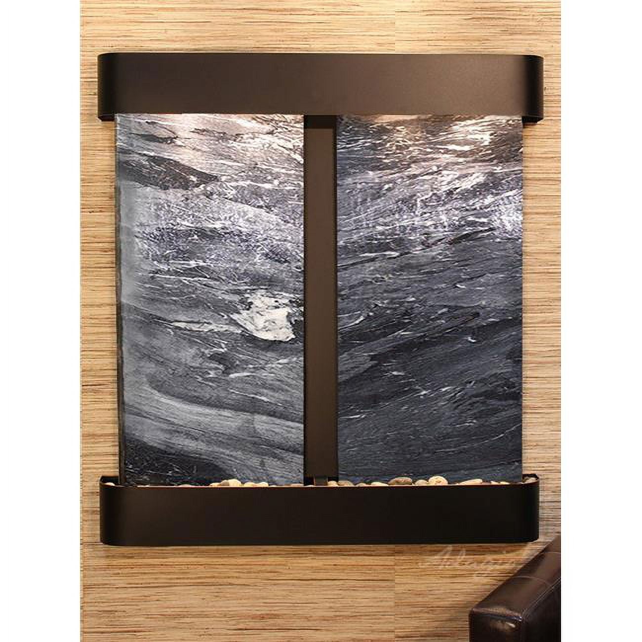 Picture of Adagio AFR1507 Aspen Falls Round Wall Fountain - Blackened Copper-Black Spider Marble
