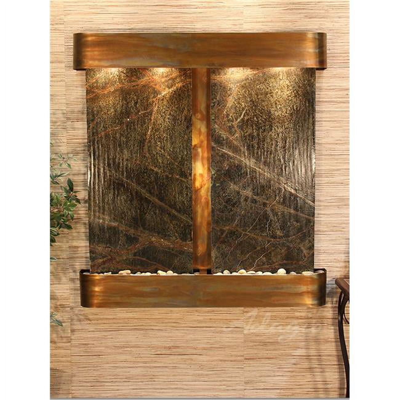 Picture of Adagio AFR1005 Aspen Falls Round Wall Fountain - Rustic Copper-Green Marble