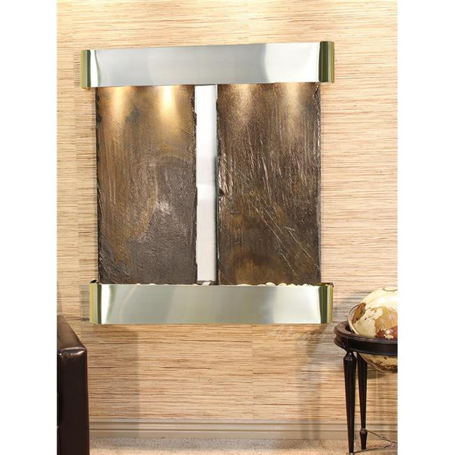 Picture of Adagio AFR2004 Aspen Falls Round Wall Fountain - Stainless Steel-Multi-Color Natural Slate