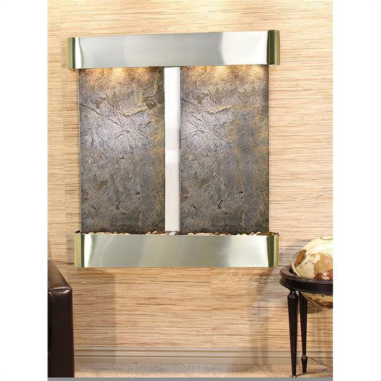 Picture of Adagio AFR2012 Aspen Falls Round Wall Fountain - Stainless Steel-Green Featherstone