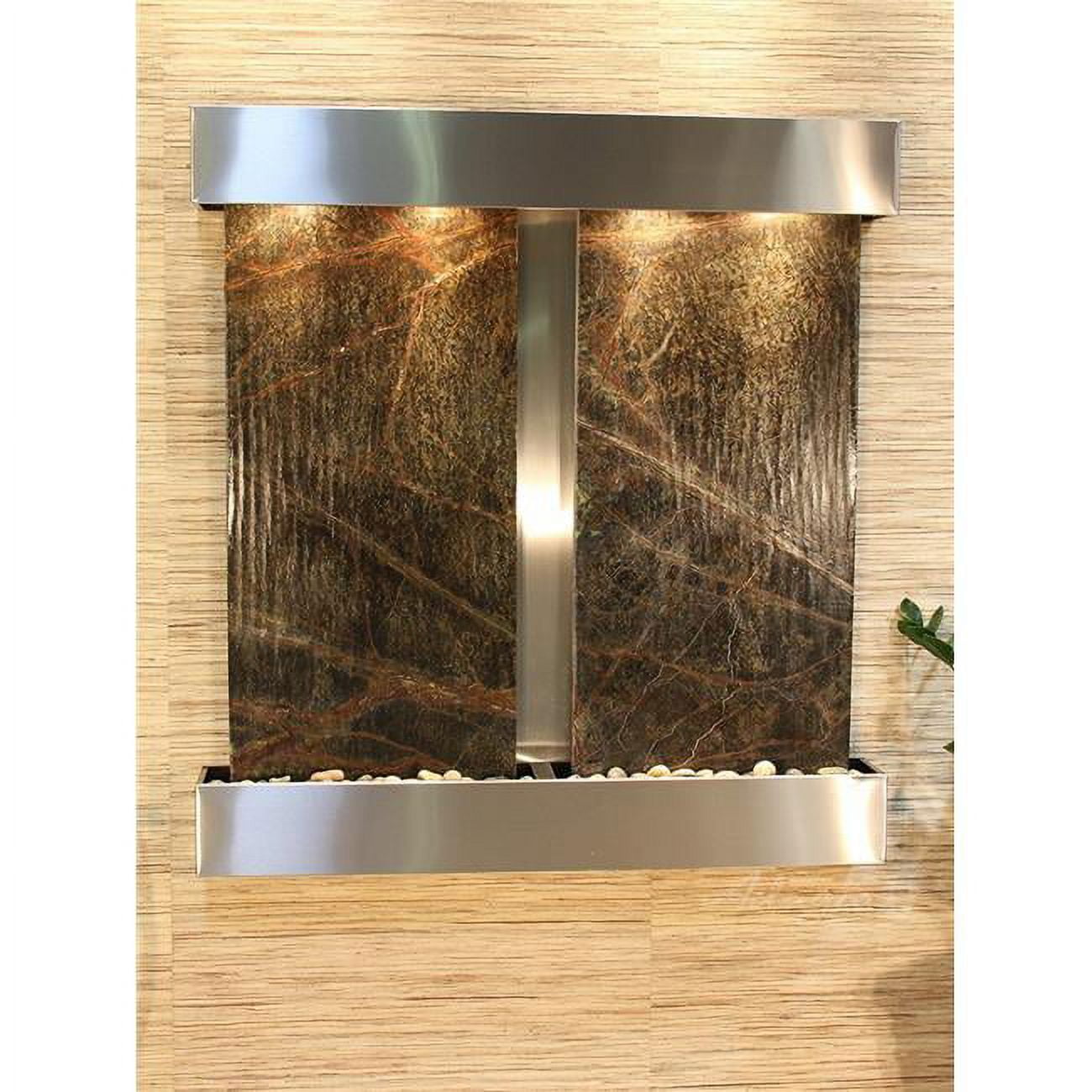Picture of Adagio AFS2005 Aspen Falls Square Wall Fountain - Stainless Steel-Green Marble