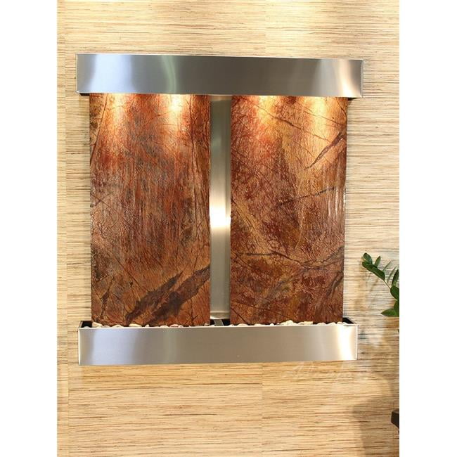 Picture of Adagio AFS2006 Aspen Falls Square Wall Fountain - Stainless Steel-Brown Marble
