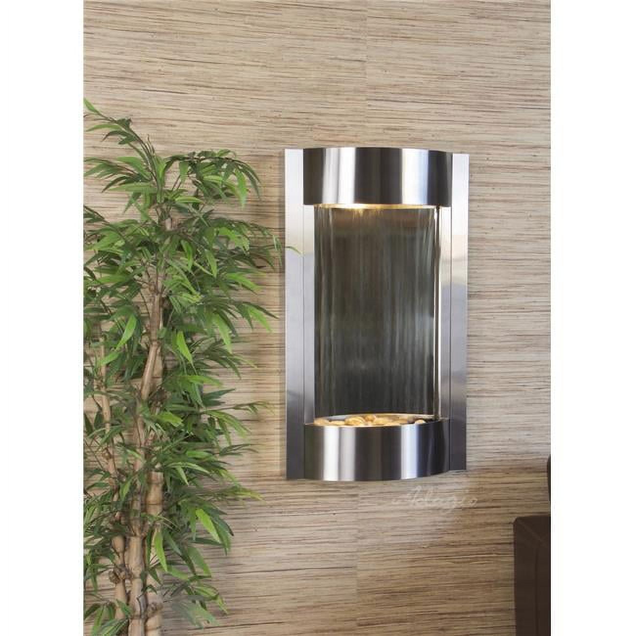 Serene Waters Wall Fountain - Stainless Steel-Silver-Mirror