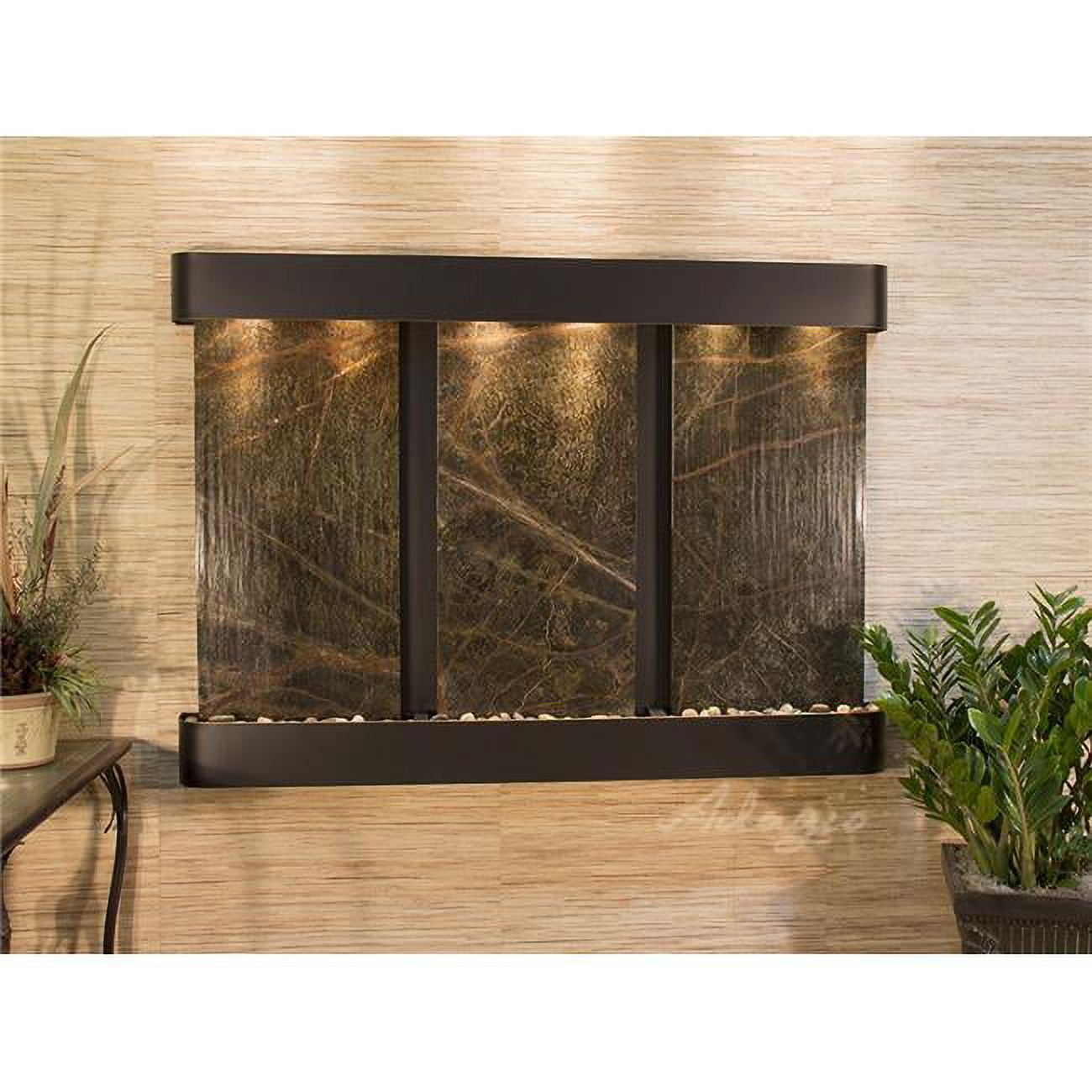 Olympus Falls Round Wall Fountain - Blackened Copper-Green Marble