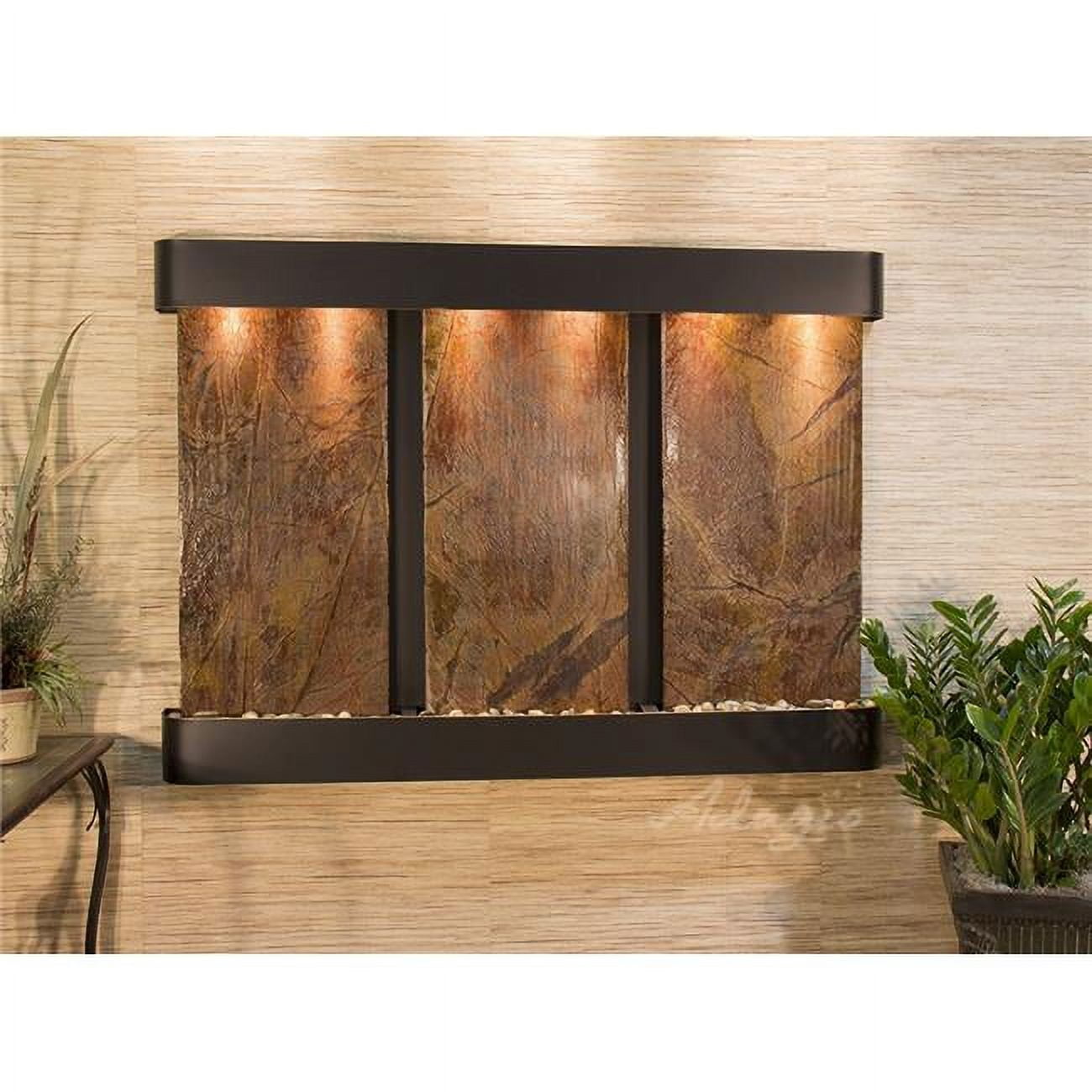 Olympus Falls Round Wall Fountain - Blackened Copper-Brown Marble