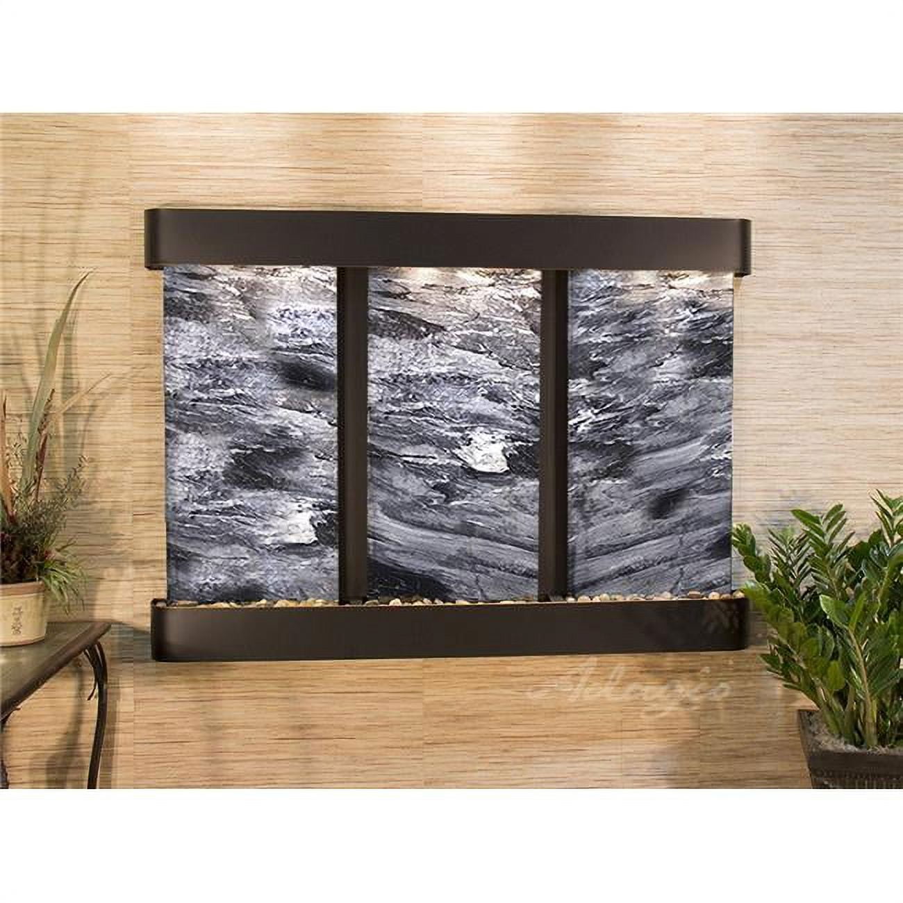 Olympus Falls Round Wall Fountain - Blackened Copper-Black Spider Marble