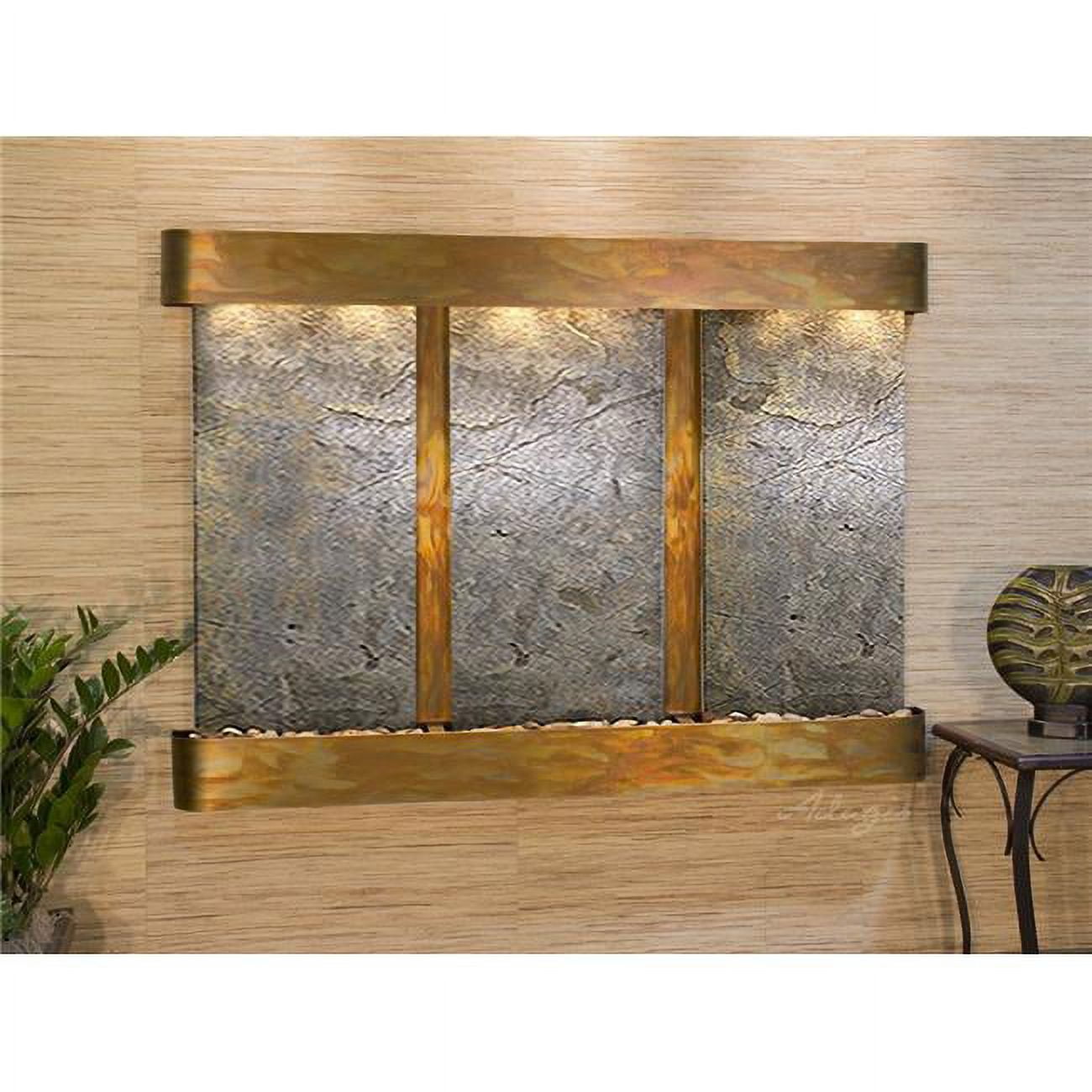 Olympus Falls Round Wall Fountain - Rustic Copper-Green Featherstone